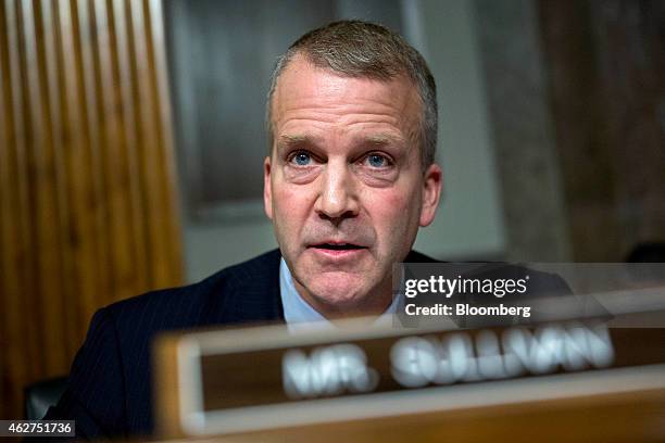 Senator Dan Sullivan, a Republican from Arkansas, questions Ashton Carter, former deputy secretary of defense and U.S. President Barack Obama's...