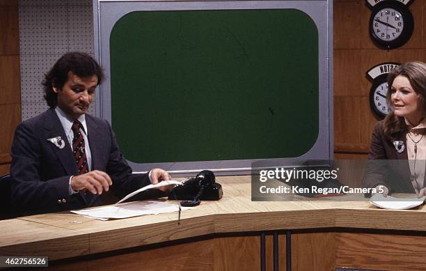 Bill Murray and Jane Curtain are photographed on the set of Saturday Night Live in 1978 in New York City. CREDIT MUST READ: Ken Regan/Camera 5 via...