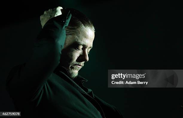 Paul Julian Banks of Interpol performs during a concert at Columbiahalle on February 4, 2015 in Berlin, Germany.