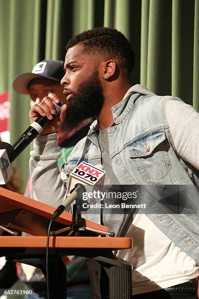 King Keraun attends the RushCard Keep The Peace LA at Susan Miller Dorsey High School on February 4, 2015 in Los Angeles, California.