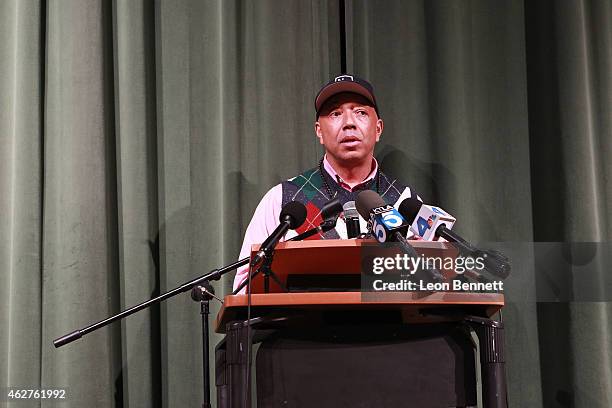 Russell Simmons attends the RushCard Keep The Peace LA at Susan Miller Dorsey High School on February 4, 2015 in Los Angeles, California.