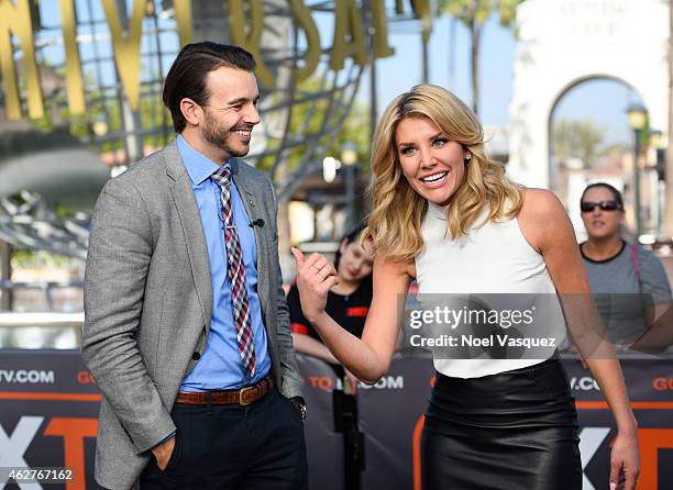 Charlie Ebersol and Charissa Thompson visit "Extra" at Universal Studios Hollywood on February 4, 2015 in Universal City, California.