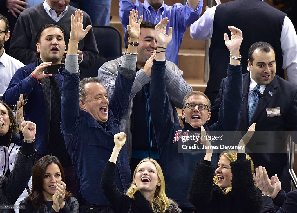 Celebrities Attend Boston Bruins Vs New York Rangers Game - February 04, 2015