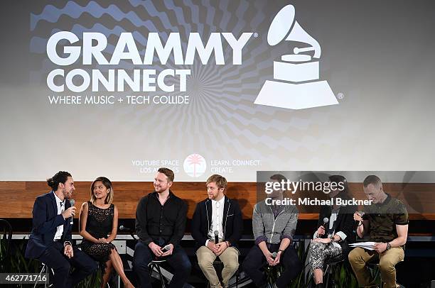 Michael Alvarado, Carissa Rae Alvarado of Us The Duo, Alexander Willhelm, Sr. Director A&R Capitol Music Group, Brad Haugen, CMO Scooter Braun...