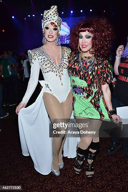 Ivy Winters and Phi Phi O'Hara attend "RuPaul's Drag Race" Battle Of The Seasons "Condragulations" Tour LA Event at The Belasco Theater on February...