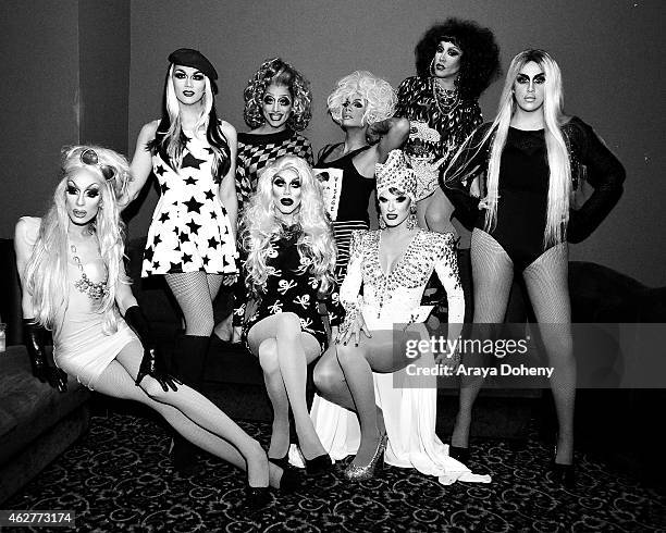 Alaska 5000, Manila Luzon, Bianca Del Rio, Sharon Needles, Raja, Ivy Winters, Phi Phi O'Hara and Adore Delano attend "RuPaul's Drag Race" Battle Of...