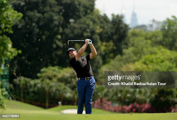 Graeme Mcdowell of Northern Ireland in action during round one of the Maybank Malaysian Open at Kuala Lumpur Golf & Country Club on February 5, 2015...