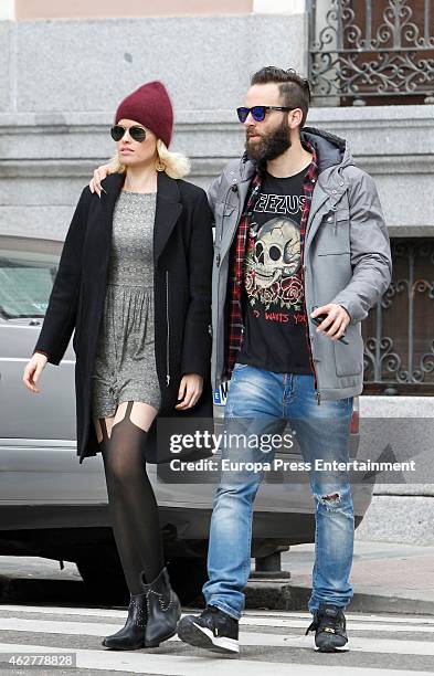 Adriana Abenia and Sergio Abad are seen on January 30, 2015 in Madrid, Spain.