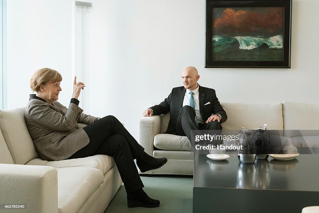 Chancellor Angela Merkel Meets German Astronaut Alexander Gerst