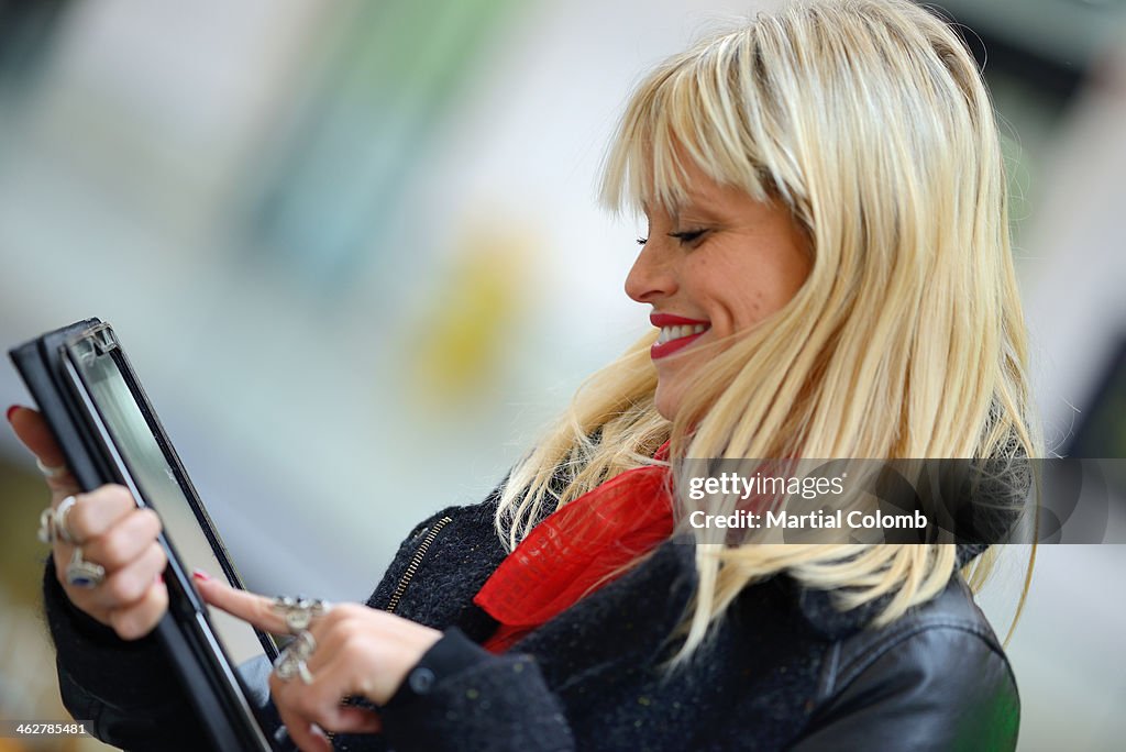 Woman using a digital pad tablet computer