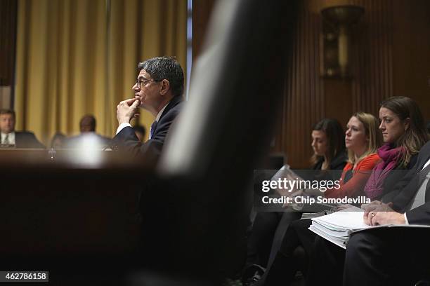 Treasury Secretary Jack Lew testifies before the Senate Finance Committee about the Obama Administration's proposed FY2016 federal budget in the...