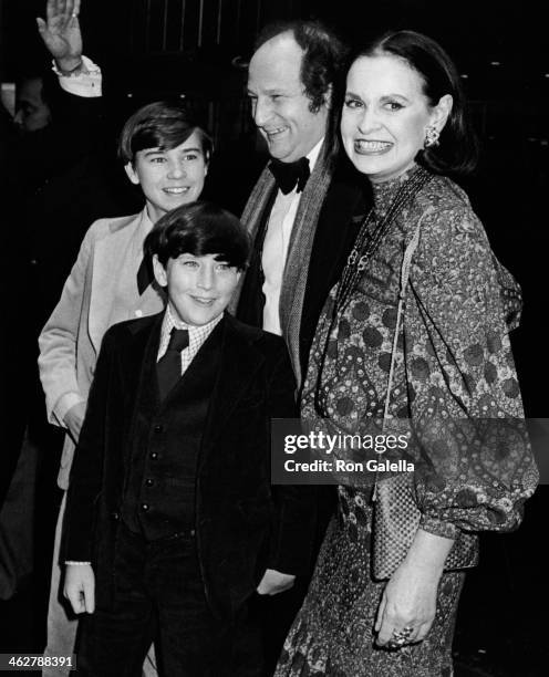 Carter Cooper, Anderson Cooper, Bobby Zarem and Gloria Vanderbilt attend the premiere of "Manhattan" on April 18, 1979 at the Ziegfeld Theater in New...