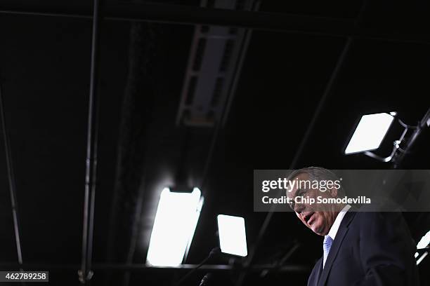 Speaker of the House John Boehner holds his weekly news conference at the U.S. Capitol February 5, 2015 in Washington, DC. Boehner announced that...