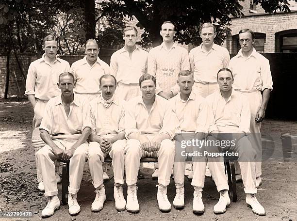 The Gentlemen photographed at Lord's cricket ground in London prior to the annual match against the Players , 18th July 1928. The Players won by 9...