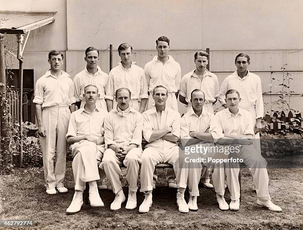 The Gentlemen photographed at Lord's cricket ground in London prior to the annual match against the Players on 19th July 1933. The Players won by 10...