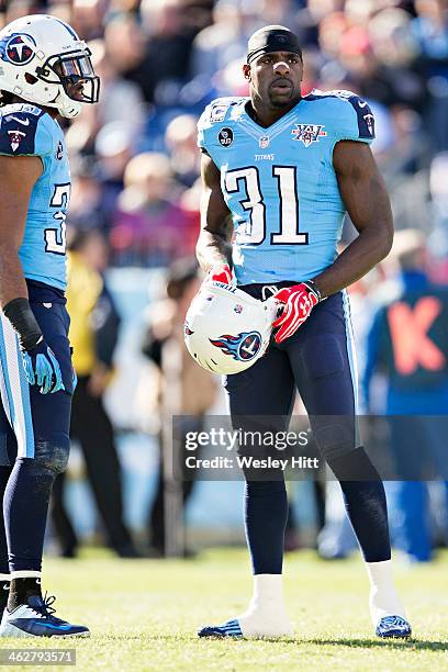 Bernard Pollard of the Tennessee Titans on the field during a game against the Houston Texans at LP Field on December 29, 2013 in Nashville,...