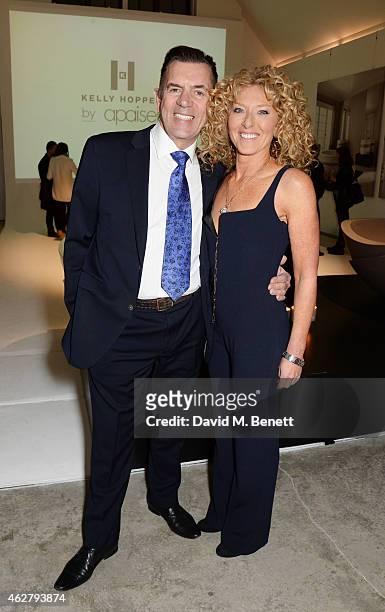 Duncan Bannatyne and Kelly Hoppen attend the global unveiling of Kelly Hoppen's new bathware collection with Apaiser at IRIS Studios on February 5,...