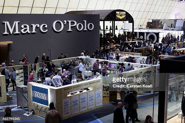 The Marc O'Polo brand stand is seen in the end of a general view at the Bread and Butter trade show at the former Tempelhof airport during...