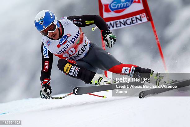 Erik Fisher of the USA competes during the Audi FIS Alpine Ski World Cup Men's Downhill Training on January 15, 2014 in Wengen, Switzerland.