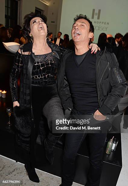 Nancy Dell'Olio and Bruno Tonioli attend the global unveiling of Kelly Hoppen's new bathware collection with Apaiser at IRIS Studios on February 5,...