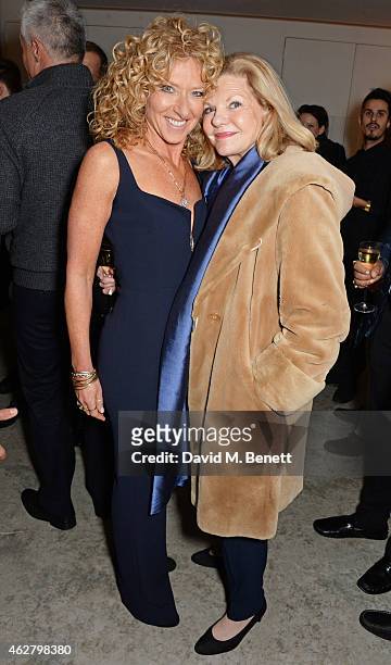 Kelly Hoppen and Jo Miller attend the global unveiling of Kelly Hoppen's new bathware collection with Apaiser at IRIS Studios on February 5, 2015 in...