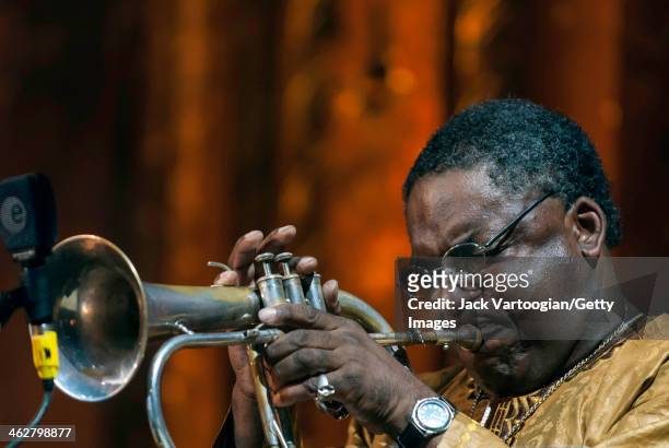 American musician Roy Campbell, Jr leads his Ensemble from the fluegelhorn at Vision Festival XII 'The Revolution Continues' at the Angel Orensanz...