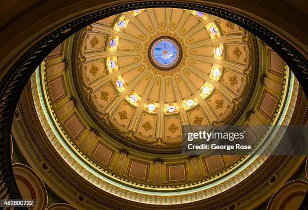 The ornate dome of the State Capitol building is viewed from the interior on January 27 in Sacramento, California. Sacramento is the capital city of...