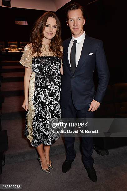 Keira Knightley and Benedict Cumberbatch attend an Oscar members screening of "The Imitation Game" at Twentieth Century Fox House on February 5, 2015...