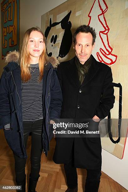 Ella Richards; Marlon Richards attends a private view of "A Strong Sweet Smell of Incense: A Portrait of Robert Fraser" at the Pace Gallery on...