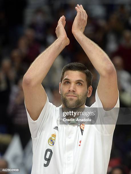 Real Madrid's Felipe Reyes has become the leading rebound taker during the Turkish Airlines Euroleague basketball Top 16 round 6 match Real Madrid vs...