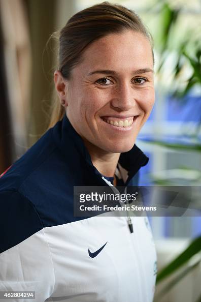 France women team midfielder Camille Abily during a press conference ...