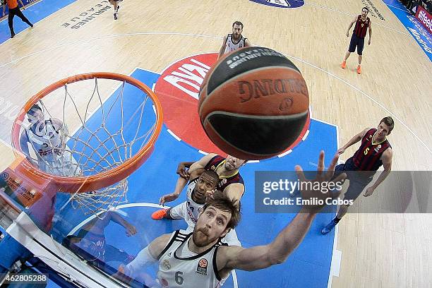 Andres Nocioni, #6 of Real Madridin action during the Euroleague Basketball Top 16 Date 6 game between Real Madrid v FC Barcelona at Barclaydcard...