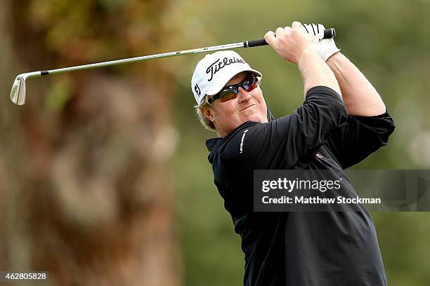 Brad Fritsch of Canada hits off the 7th tee during the first round of the Colombia Championship presented by Claro at the Country Club de Bogoto on...