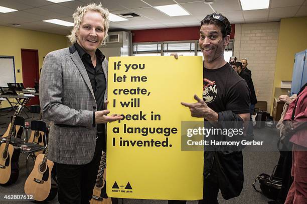 Matt Sorum and Johnathon Schaech attend the Adopt the Arts Ribbon-Cutting Ceremony at Westminster Elementary School on February 5, 2015 in Venice,...