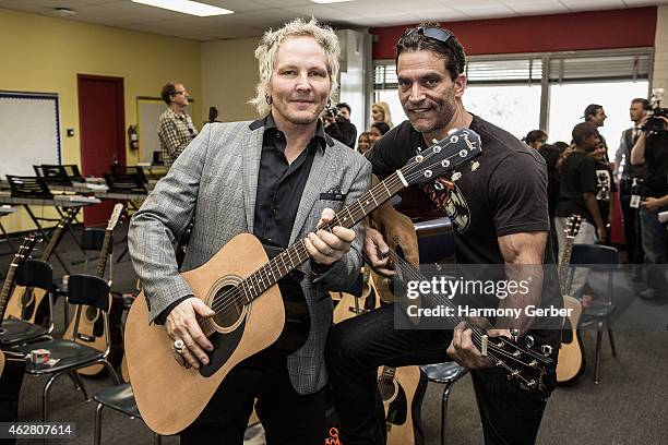 Matt Sorum and Johnathon Schaech attend the Adopt the Arts Ribbon-Cutting Ceremony at Westminster Elementary School on February 5, 2015 in Venice,...