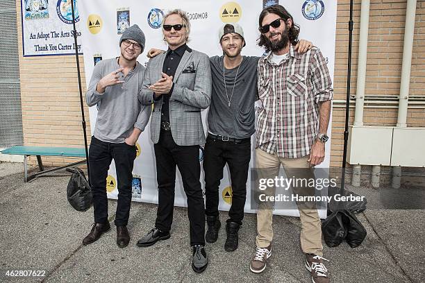 Matt Sorum, Drew Chadwick and Lincoln O'Barry attend the Adopt the Arts Ribbon-Cutting Ceremony at Westminster Elementary School on February 5, 2015...