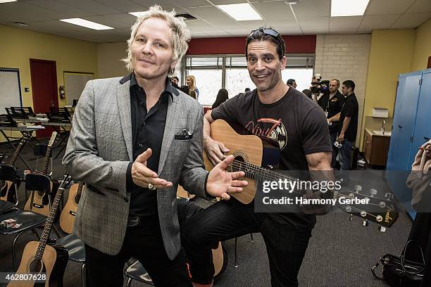 Matt Sorum and Johnathon Schaech attend the Adopt the Arts Ribbon-Cutting Ceremony at Westminster Elementary School on February 5, 2015 in Venice,...