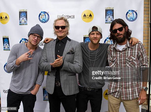 Jack Mudd, Matt Sorum, Drew Chadwick and Lincoln O'Barry attend the Adopt the Arts Ribbon-Cutting Ceremony at Westminster Elementary School on...