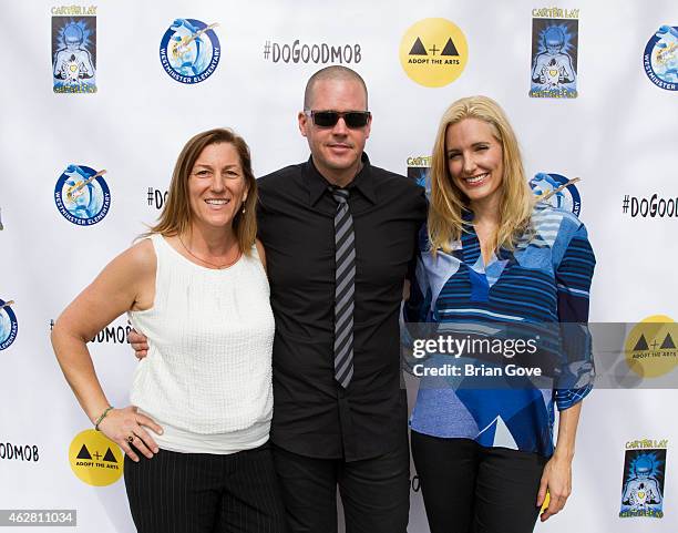 Abby Berman, Carter Lay and Crystal Fambrini attends the Adopt the Arts Ribbon-Cutting Ceremony at Westminster Elementary School on February 5, 2015...