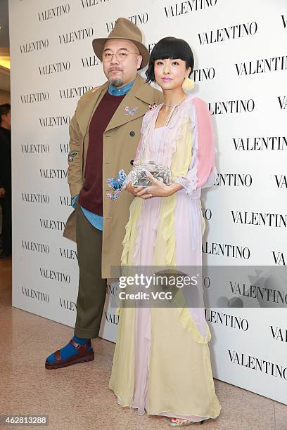 Composer Wyman and actress Hilary Tsui attend the opening activity of Valentino flagship store on February 5, 2015 in Hong Kong, China.