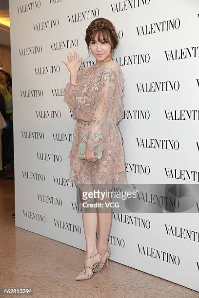 Singer Tiffany of South Korea Girls'Generation attends the opening activity of Valentino flagship store on February 5, 2015 in Hong Kong, China.