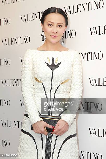 Actress Carina Lau attends the opening activity of Valentino flagship store on February 5, 2015 in Hong Kong, China.