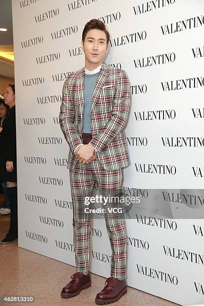 Super Junior member Choi Siwon attends the opening activity of Valentino flagship store on February 5, 2015 in Hong Kong, China.