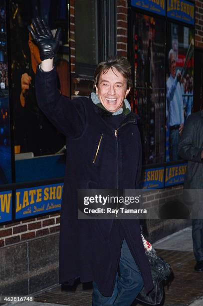 Actor Martin Short leaves the "Late Show With David Letterman" taping at the Ed Sullivan Theater on February 5, 2015 in New York City.