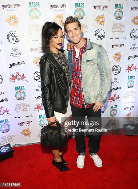 Personality Aneesa Ferreira and CJ Koegel attend MTV's "The Real World Ex-Plosion" Season Premiere Party at Bottomz Up Bar and Grill on January 14,...