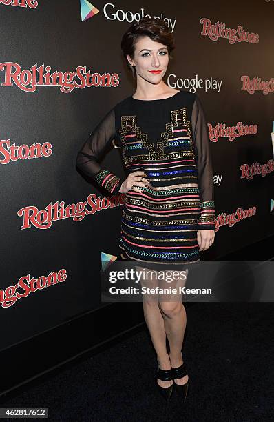 Singer Amy Heidemann of Karmin attends Rolling Stone and Google Play event during Grammy Week at the El Rey Theatre on February 5, 2015 in Los...