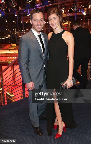 Volker Bruch and his girlfriend Miriam Stein during the Opening Party for the 65th Berlinale International Film Festival at Berlinale Palace on...