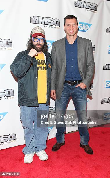 Judah Friedlander and Wladimir Klitschko attend MSG Networks Original Programming Party at Madison Square Garden on February 5, 2015 in New York City.
