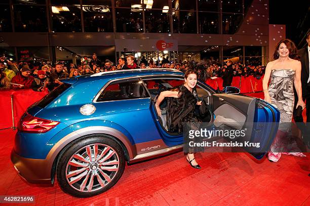 Hannelore Elsner and Iris Berben attend the 'Nobody Wants the Night' premiere during the 65th Berlinale International Film Festival on February 05,...