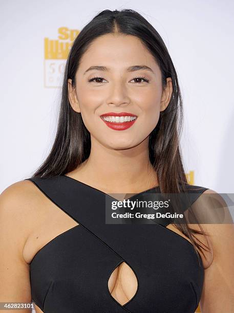 Model Jessica Gomes arrives at the 50th Anniversary Celebration Of Sports Illustrated Swimsuit Issue at Dolby Theatre on January 14, 2014 in...